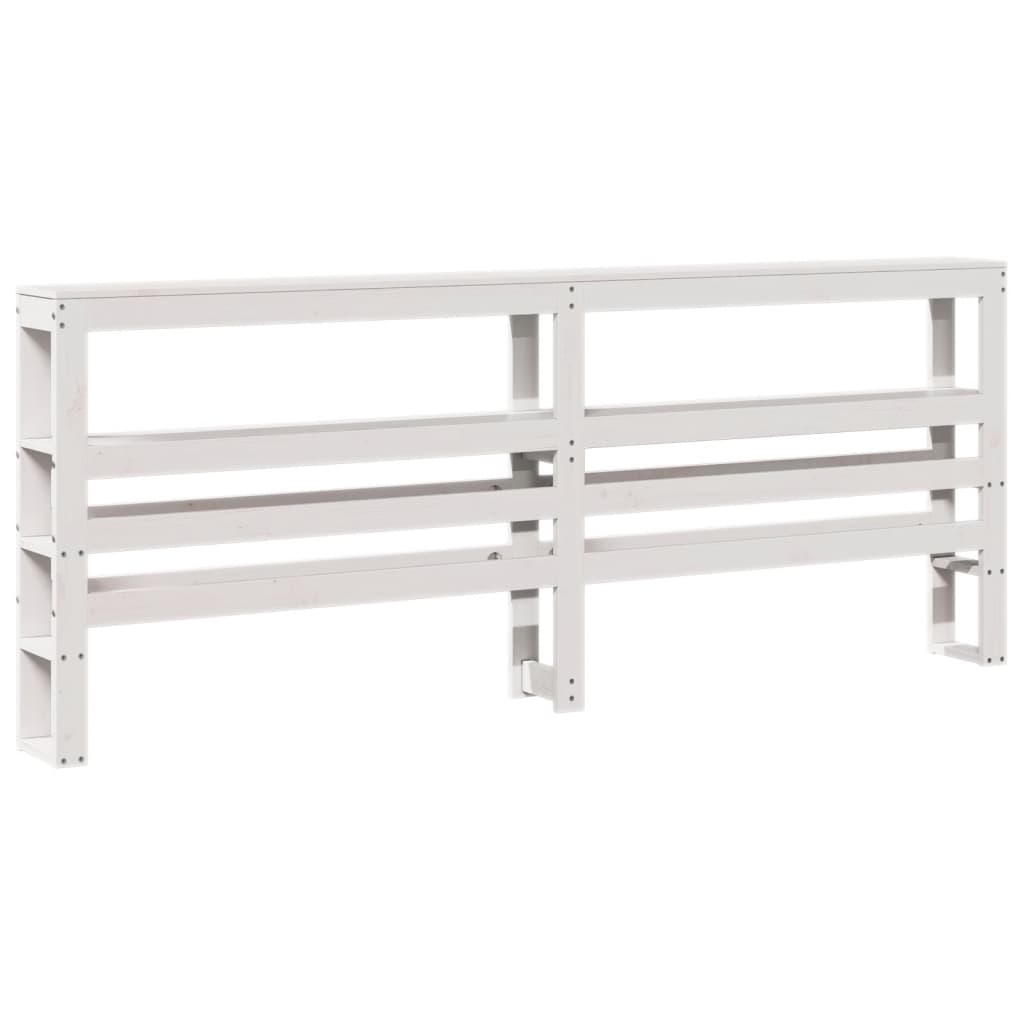 vidaXL Wezgłowie do łóżka, z półkami, białe, 200 cm, drewno sosnowe