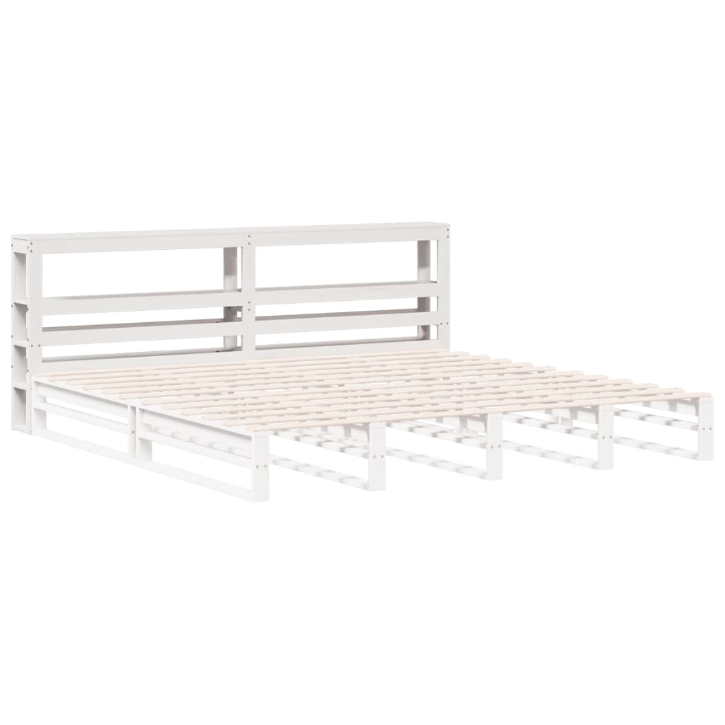 vidaXL Wezgłowie do łóżka, z półkami, białe, 180 cm, drewno sosnowe