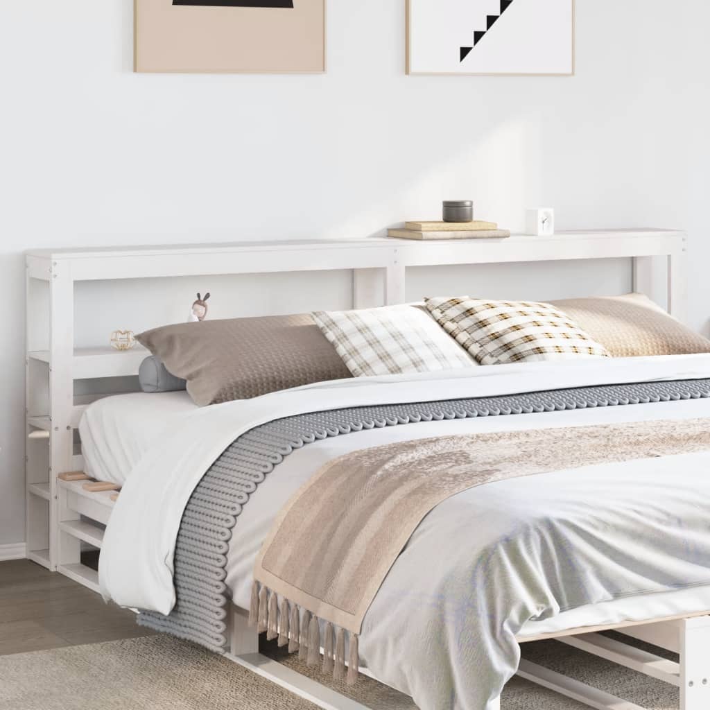 vidaXL Wezgłowie do łóżka, z półkami, białe, 180 cm, drewno sosnowe