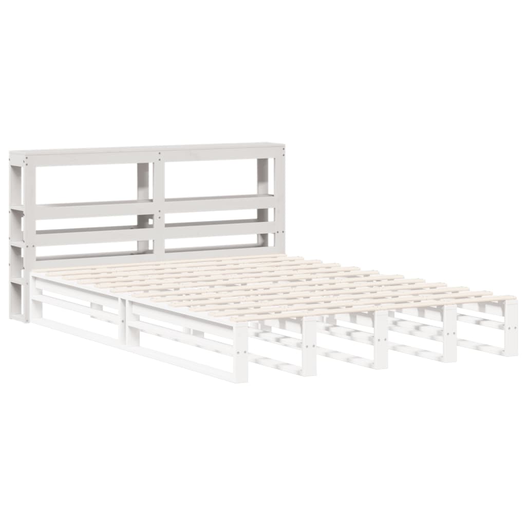 vidaXL Wezgłowie do łóżka, z półkami, białe, 150 cm, drewno sosnowe