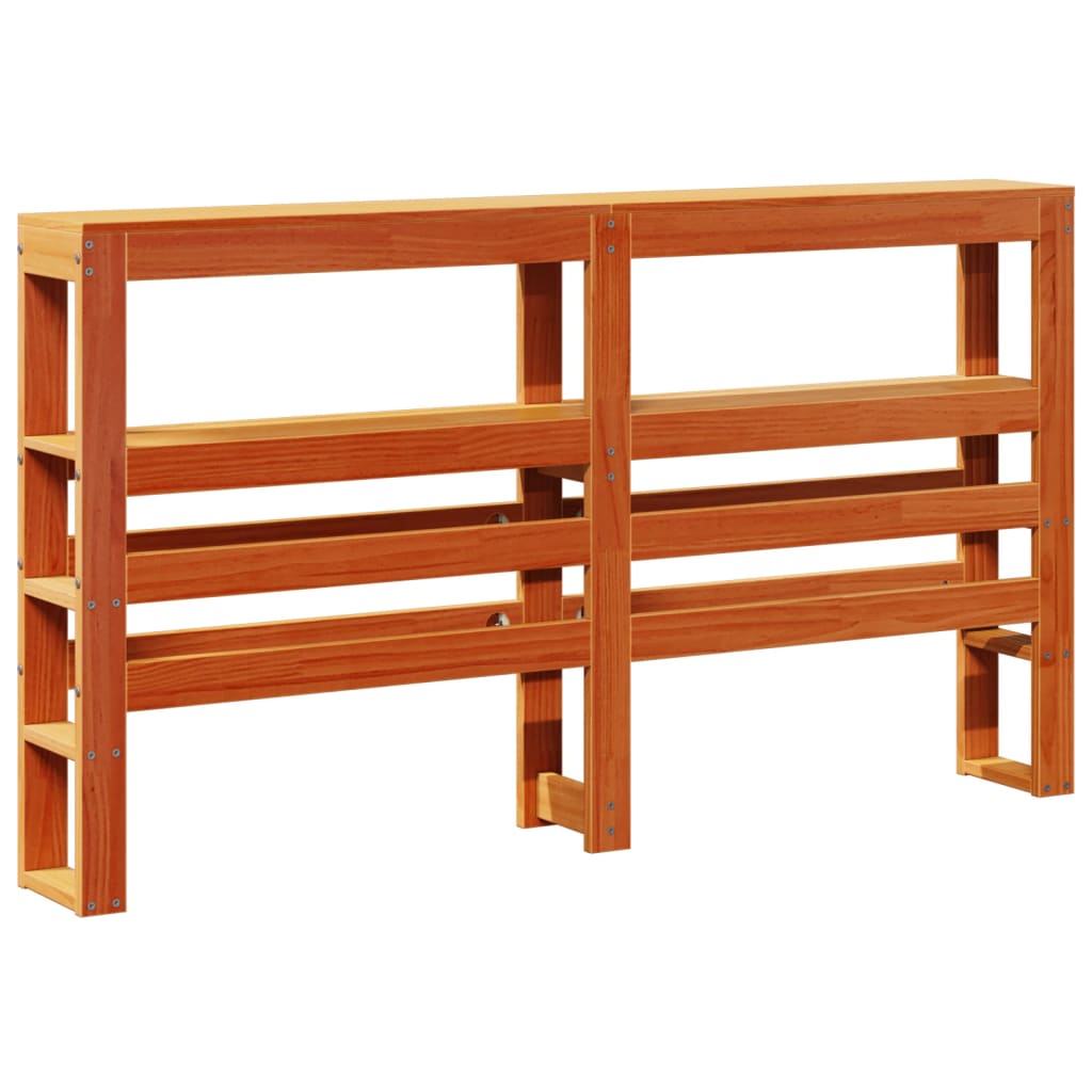vidaXL Wezgłowie do łóżka, z półkami, woskowy brąz, 150 cm, sosnowe