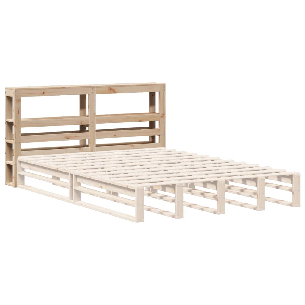 vidaXL Wezgłowie do łóżka, z półkami, 140 cm, lite drewno sosnowe