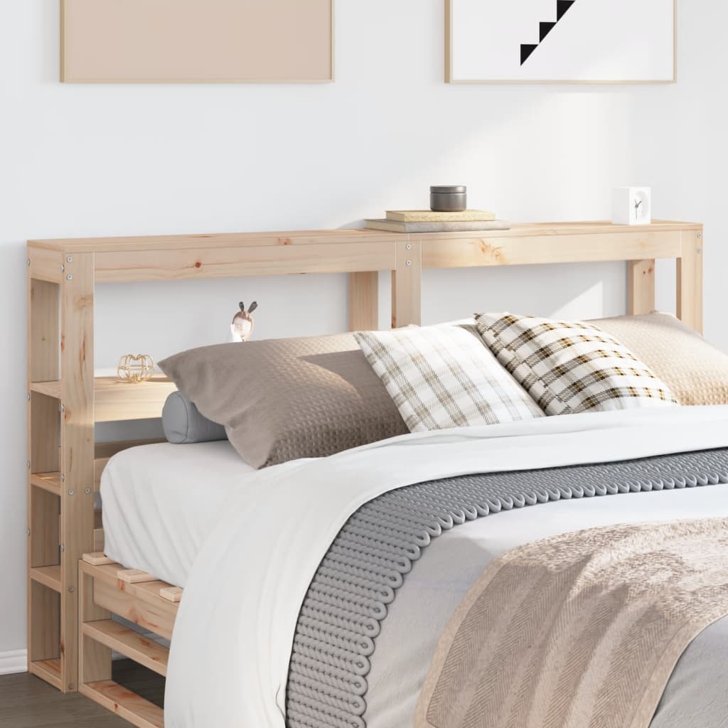 vidaXL Wezgłowie do łóżka, z półkami, 140 cm, lite drewno sosnowe