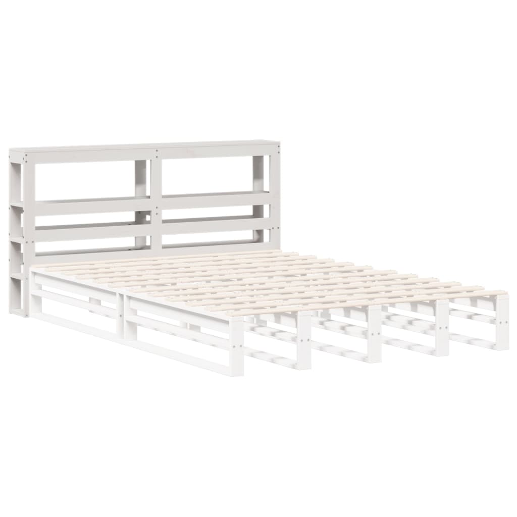 vidaXL Wezgłowie do łóżka, z półkami, białe, 135 cm, drewno sosnowe