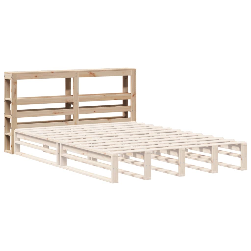 vidaXL Wezgłowie do łóżka, z półkami, 120 cm, lite drewno sosnowe