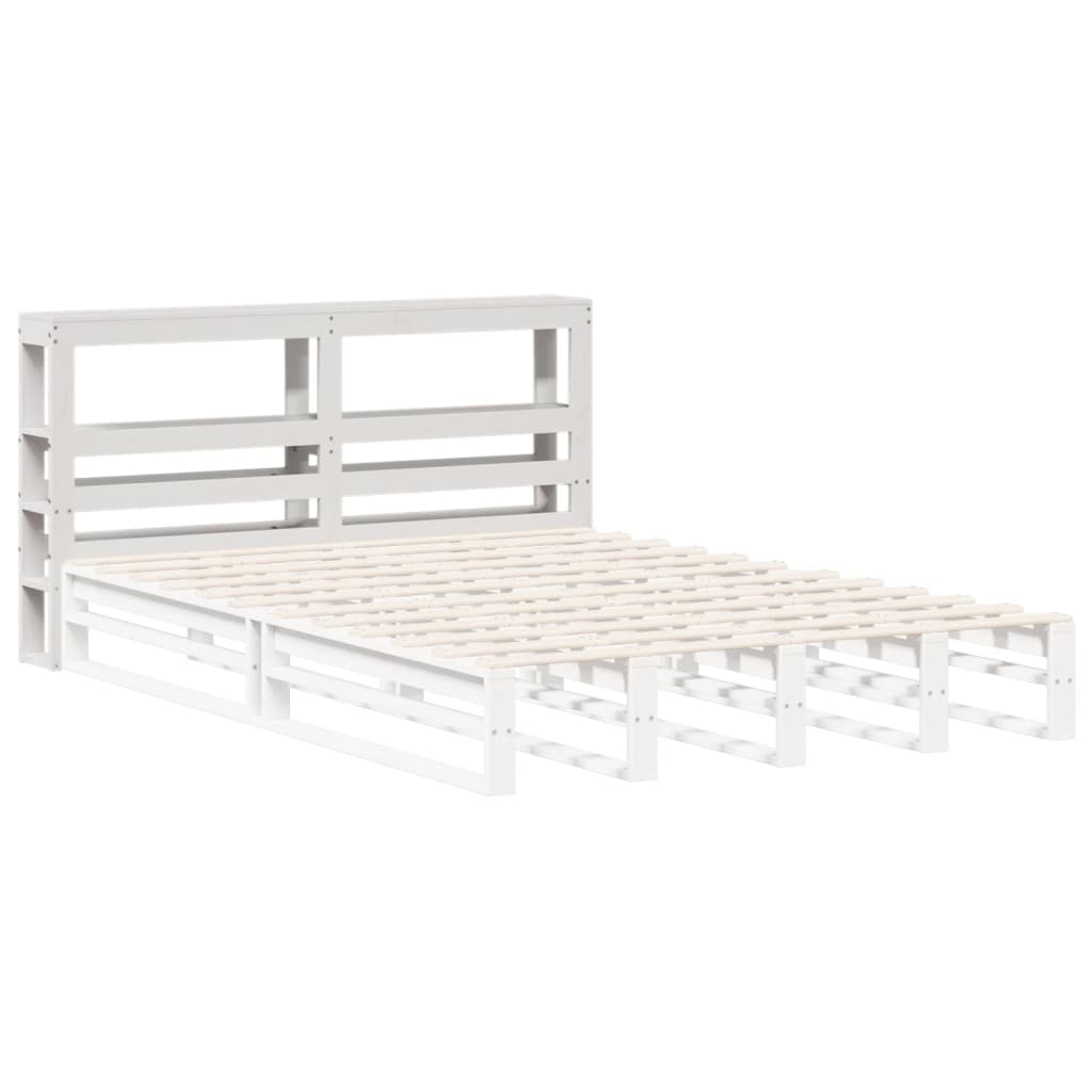 vidaXL Wezgłowie do łóżka, z półkami, białe, 120 cm, drewno sosnowe