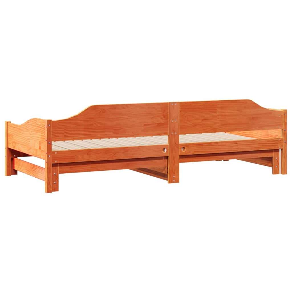 vidaXL Łóżko dzienne rozsuwane, woskowy brąz, 80x200 cm drewno sosnowe