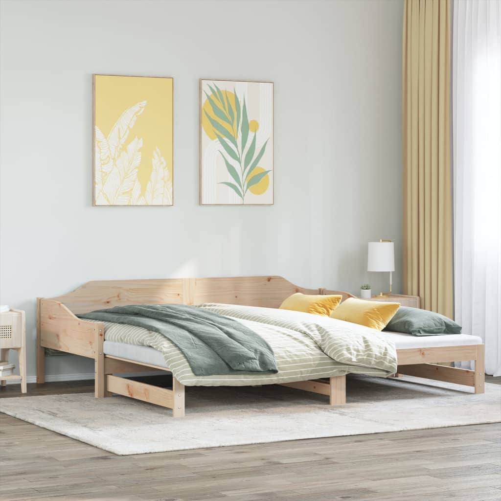vidaXL Łóżko dzienne, rozsuwane, z materacem, 90x190 cm, lite drewno