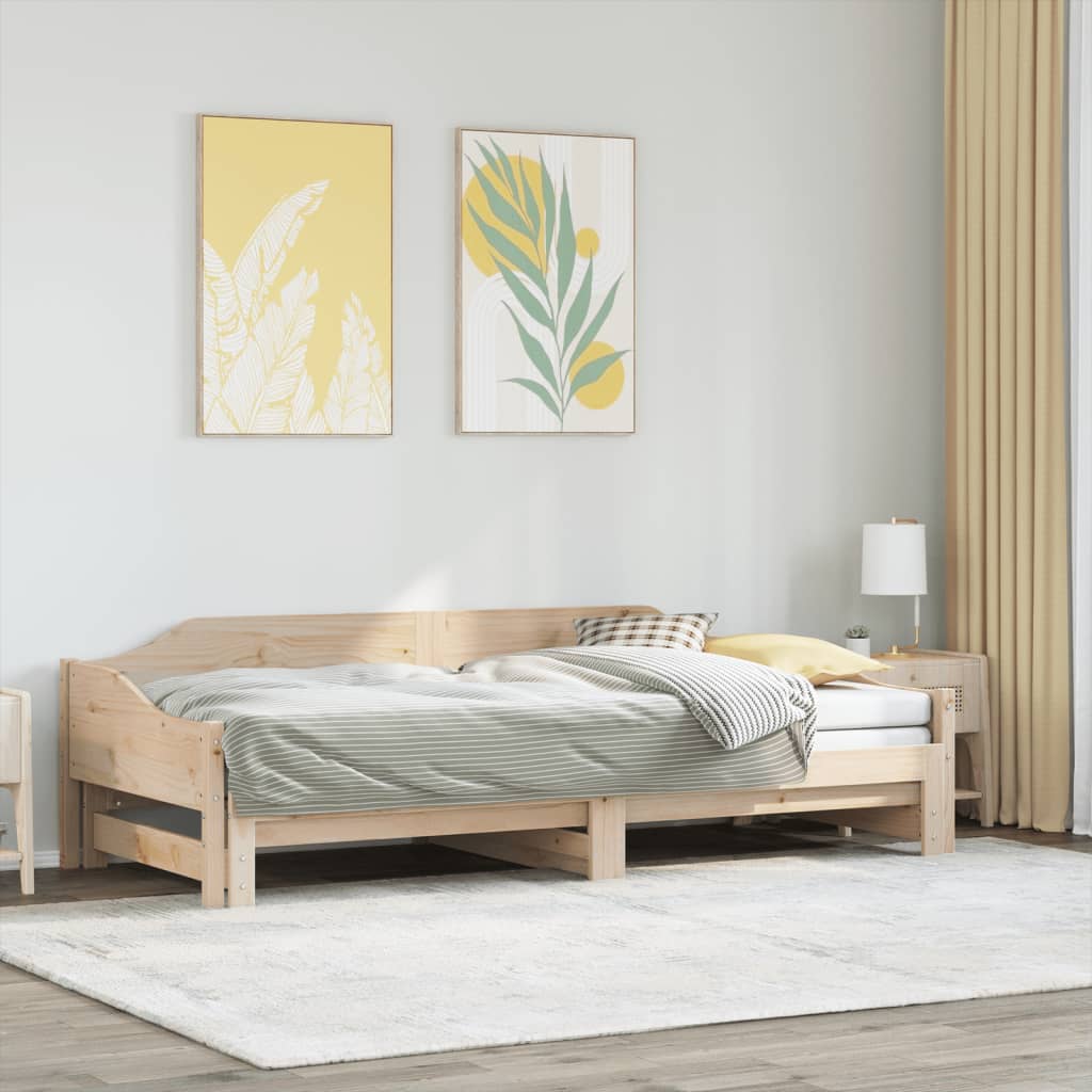 vidaXL Łóżko dzienne, rozsuwane, z materacem, 90x190 cm, lite drewno