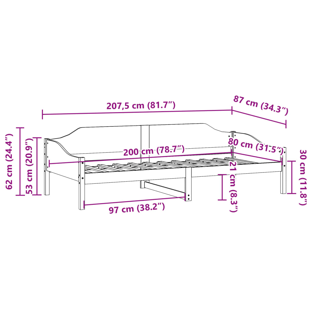 vidaXL Łóżko bez materaca, białe, 80x200 cm, lite drewno sosnowe