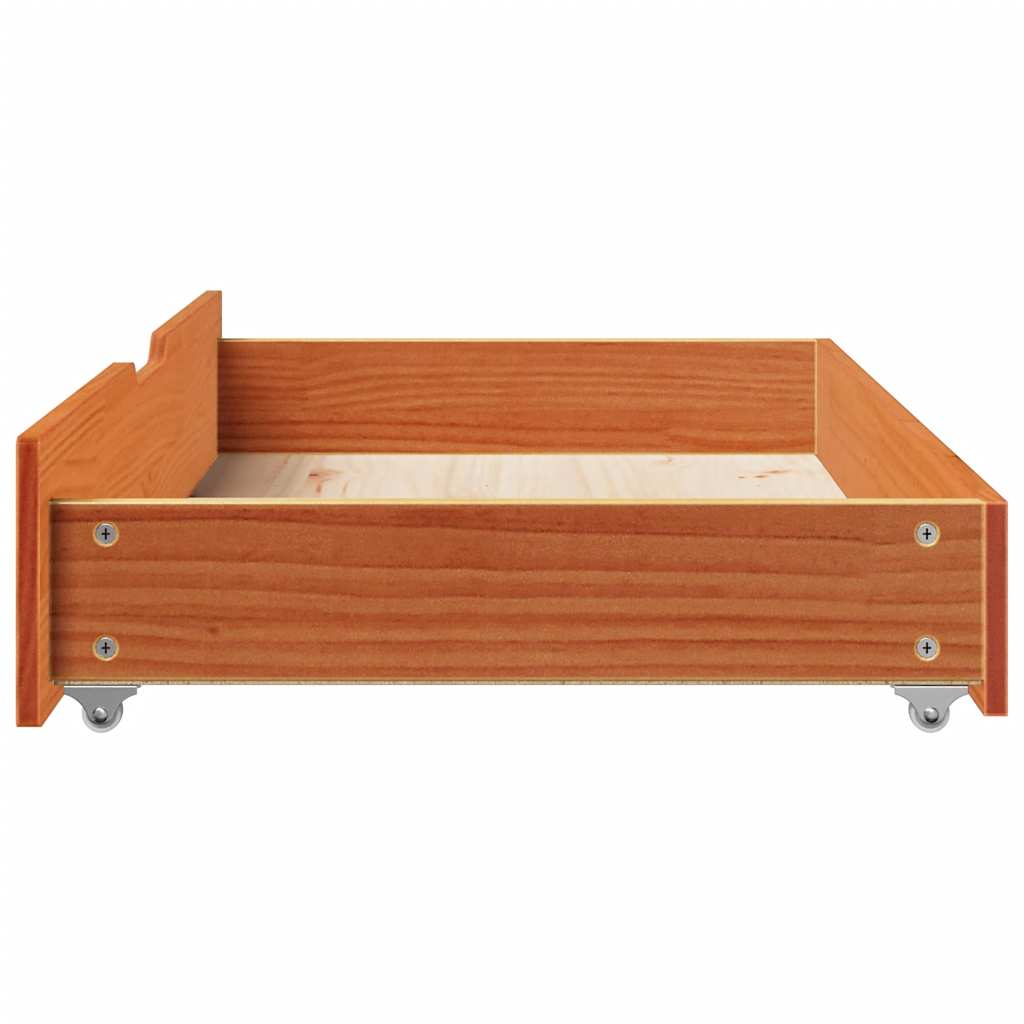 vidaXL Szuflady pod łóżko, 2 szt, woskowy brąz, 95x55x17 cm, sosna