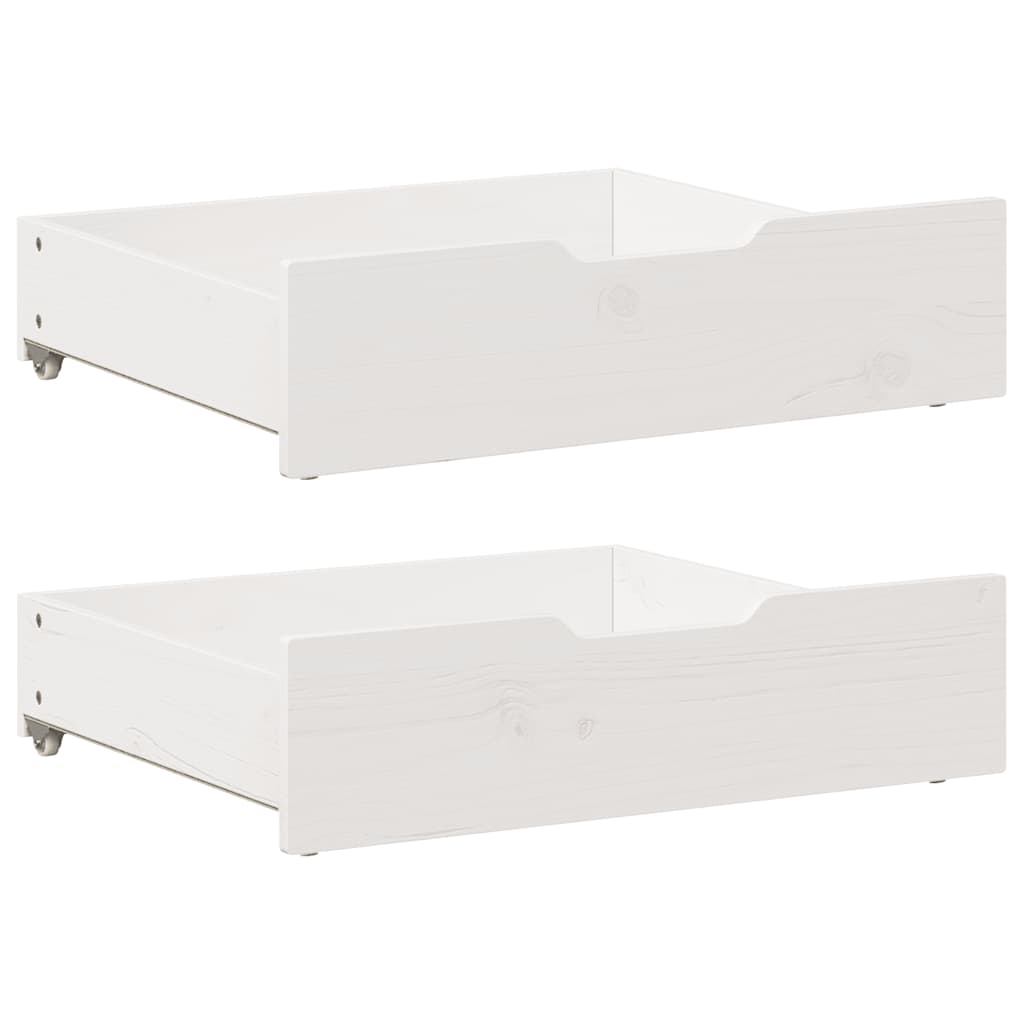 vidaXL Szuflady pod łóżko, 2 szt., białe, 75x55x17 cm, drewno sosnowe