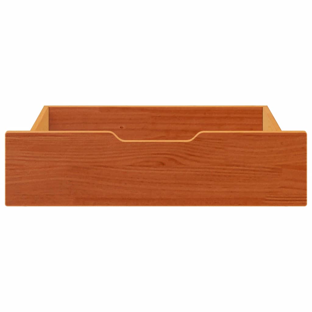 vidaXL Szuflady pod łóżko, 2 szt., woskowy brąz, 75x55x17 cm, sosna