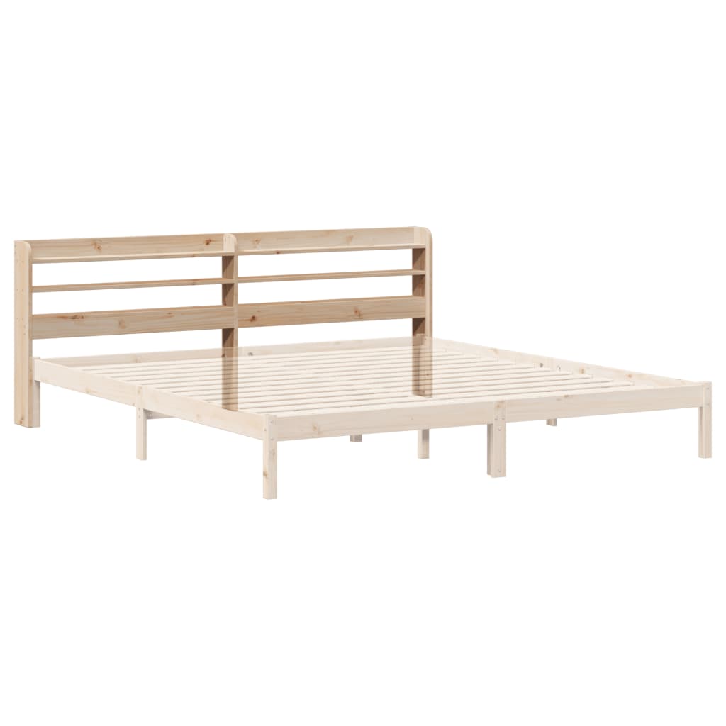 vidaXL Wezgłowie do łóżka, z półkami, 200 cm, lite drewno sosnowe