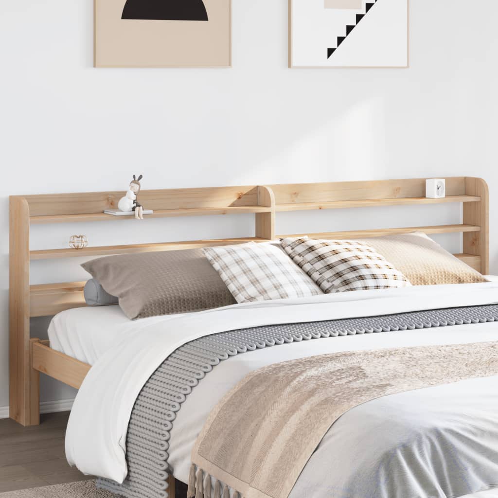 vidaXL Wezgłowie do łóżka, z półkami, 200 cm, lite drewno sosnowe