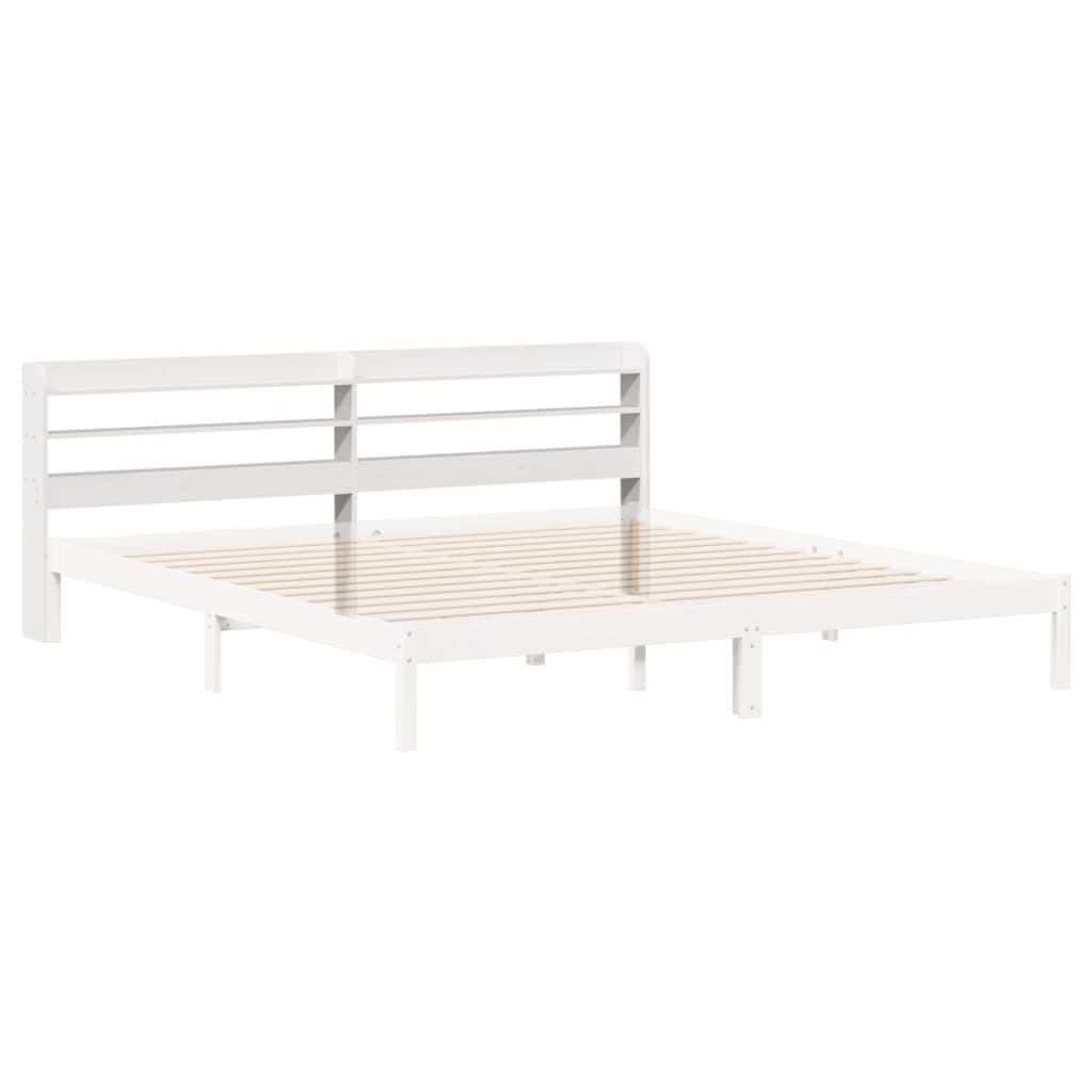 vidaXL Wezgłowie do łóżka, z półkami, białe, 200 cm, drewno sosnowe