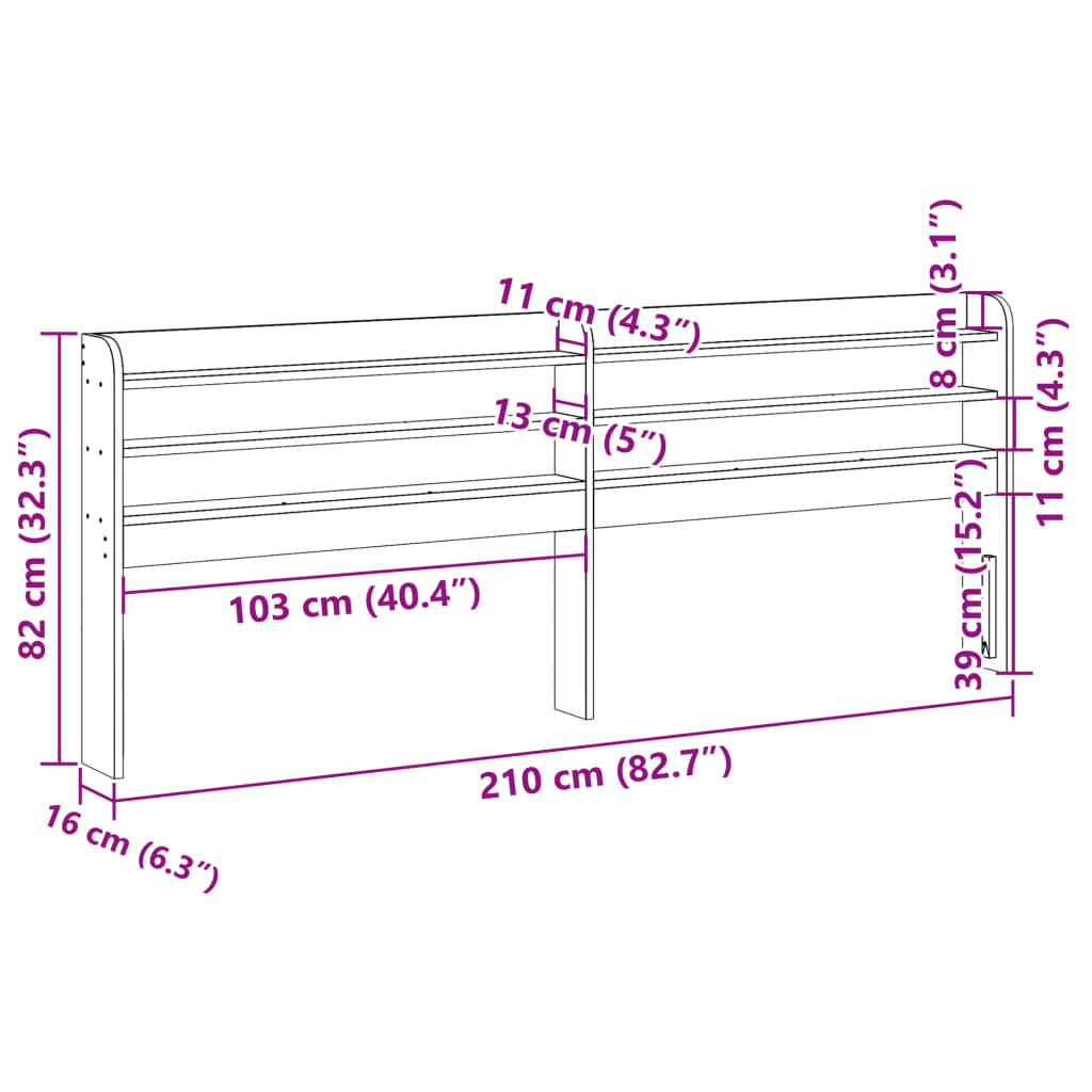 vidaXL Wezgłowie do łóżka, z półkami, białe, 200 cm, drewno sosnowe