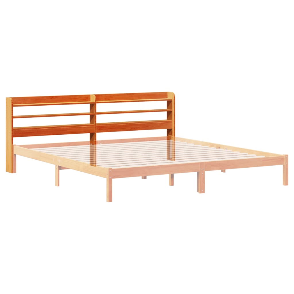 vidaXL Wezgłowie do łóżka, z półkami, woskowy brąz, 200 cm, sosnowe