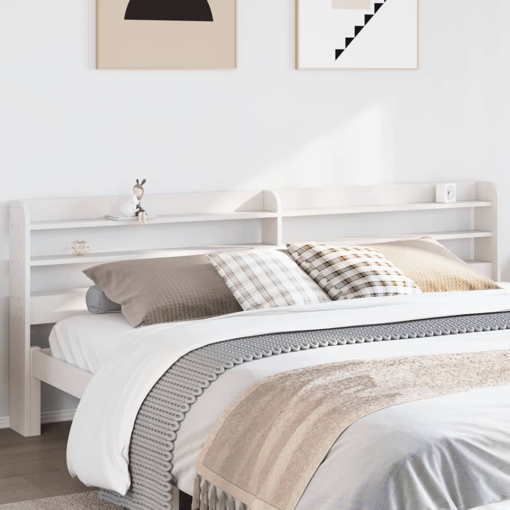 vidaXL Wezgłowie do łóżka, z półkami, białe, 180 cm, drewno sosnowe