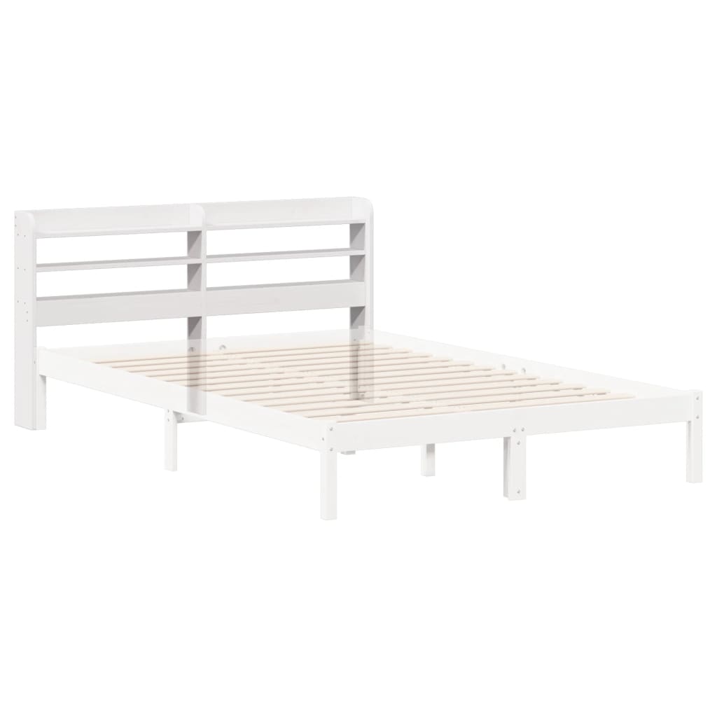 vidaXL Wezgłowie do łóżka, z półkami, białe, 160 cm, drewno sosnowe