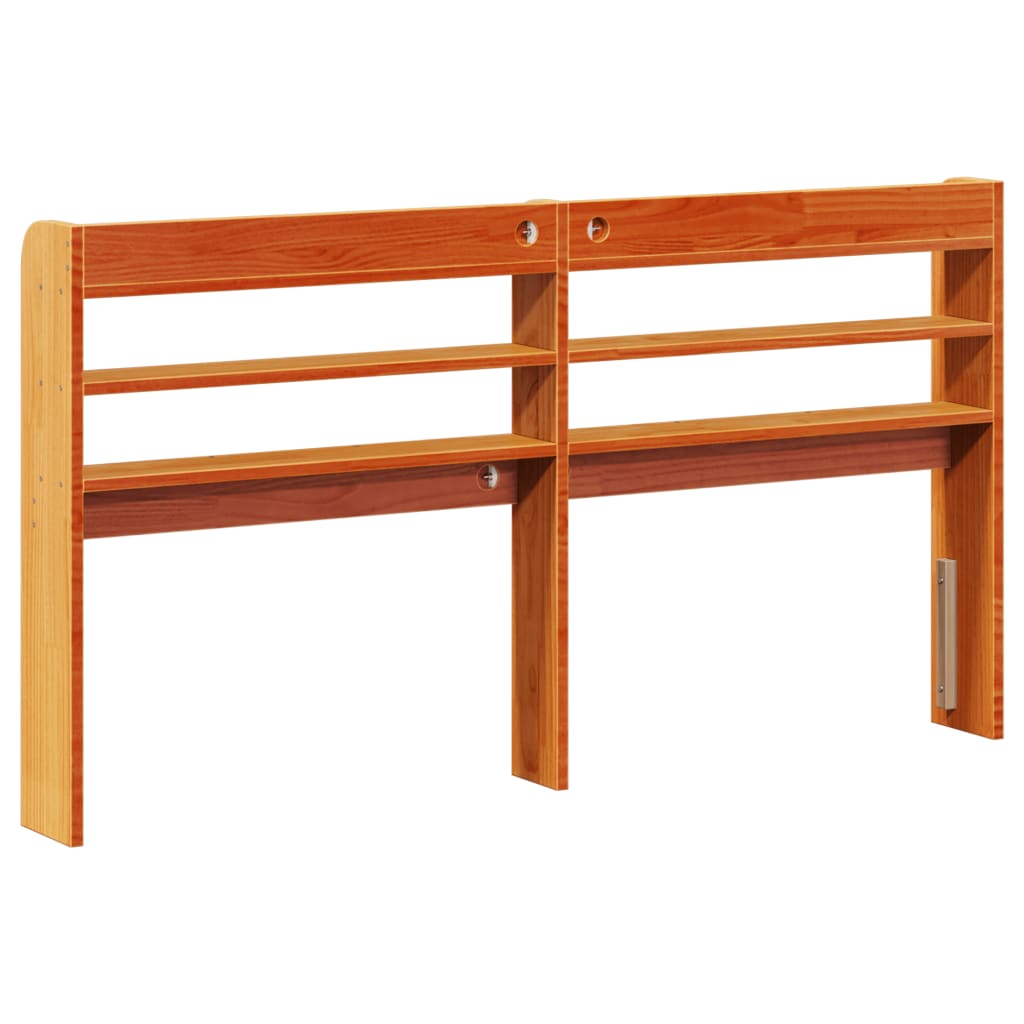 vidaXL Wezgłowie do łóżka, z półkami, woskowy brąz, 160 cm, sosnowe