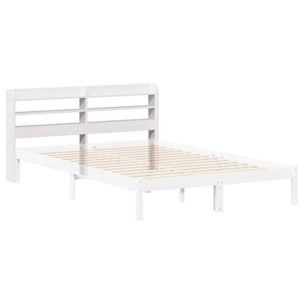vidaXL Wezgłowie do łóżka, z półkami, białe, 150 cm, drewno sosnowe