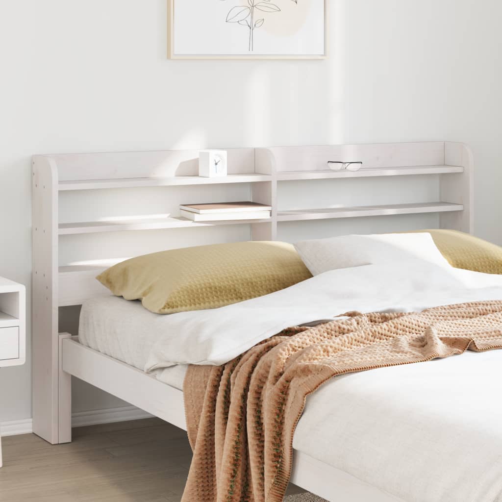 vidaXL Wezgłowie do łóżka, z półkami, białe, 150 cm, drewno sosnowe