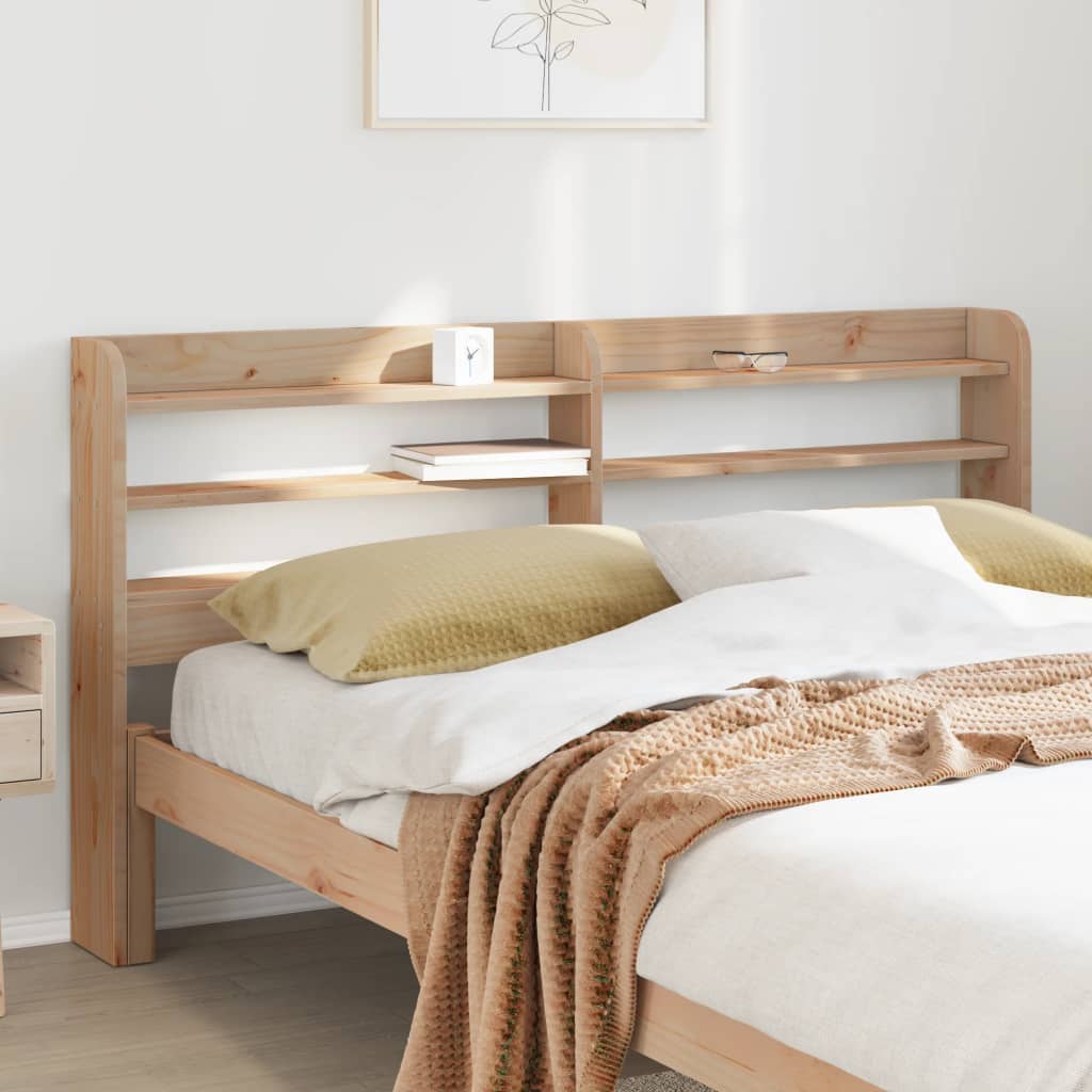 vidaXL Wezgłowie do łóżka, z półkami, 135 cm, lite drewno sosnowe