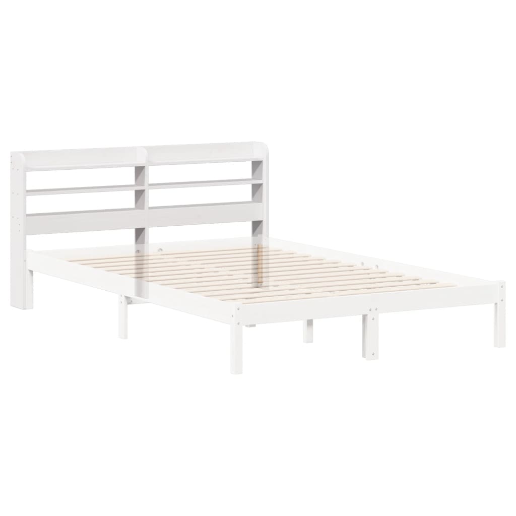 vidaXL Wezgłowie do łóżka, z półkami, białe, 120 cm, drewno sosnowe
