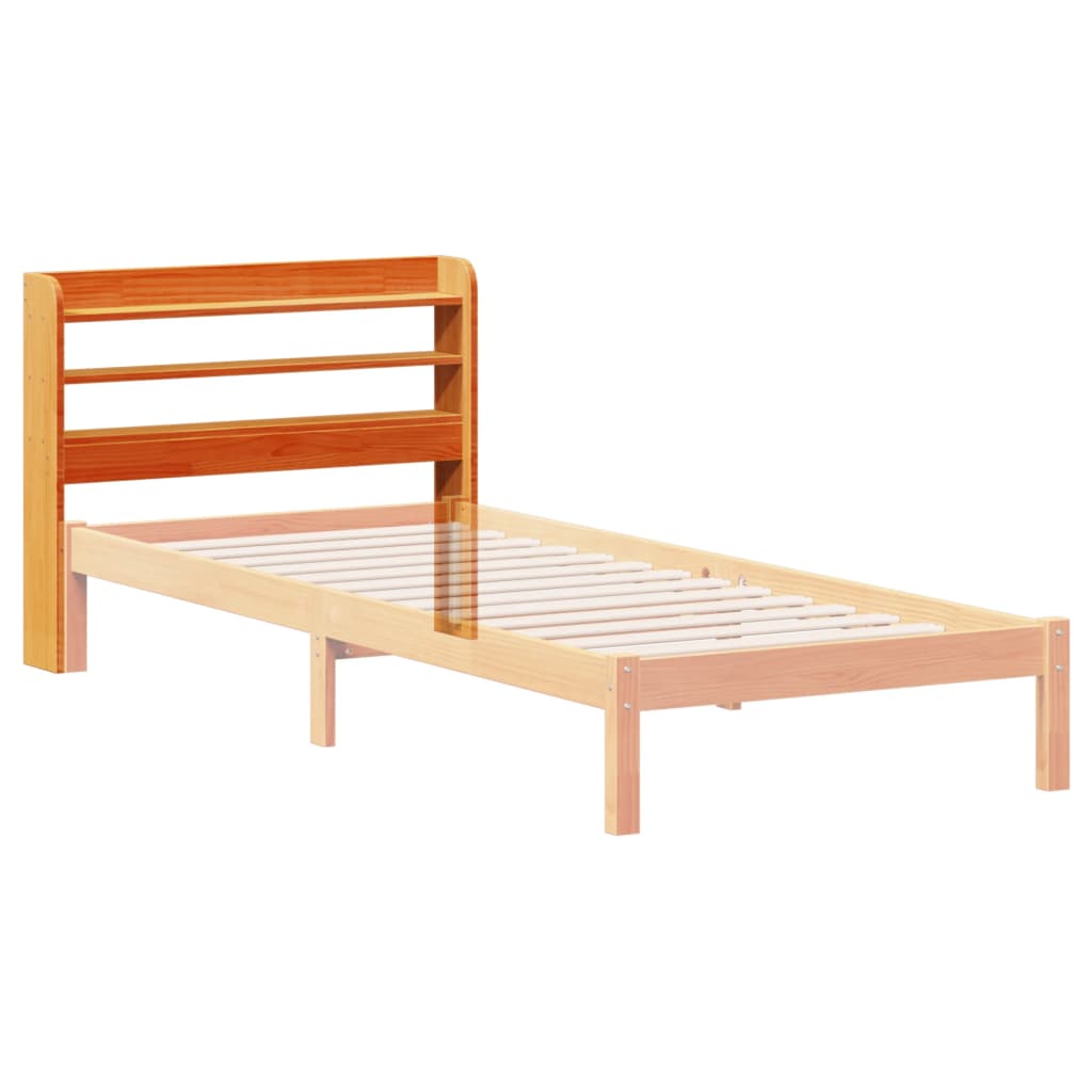vidaXL Wezgłowie do łóżka, z półkami, woskowy brąz, 100 cm, sosnowe