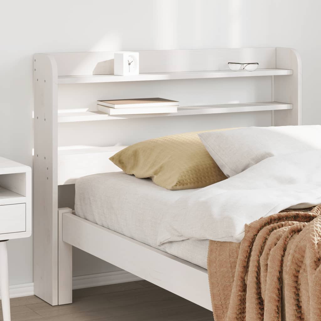 vidaXL Wezgłowie do łóżka, z półkami, białe, 75 cm, drewno sosnowe