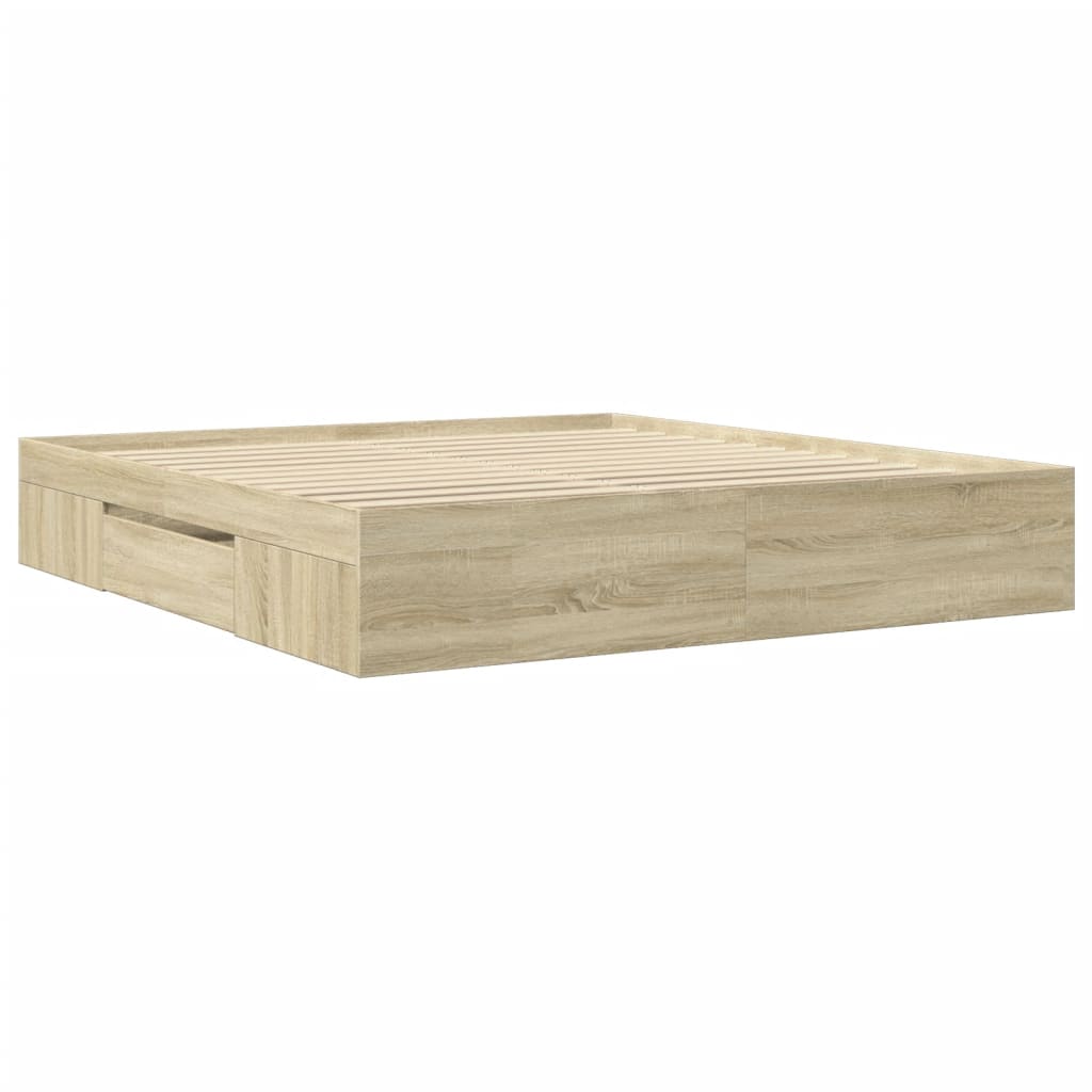 vidaXL Rama łóżka bez materaca Sonoma Oak 180x200cm Drewno klejone