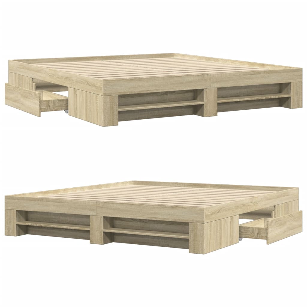 vidaXL Rama łóżka bez materaca Sonoma Oak 180x200cm Drewno klejone