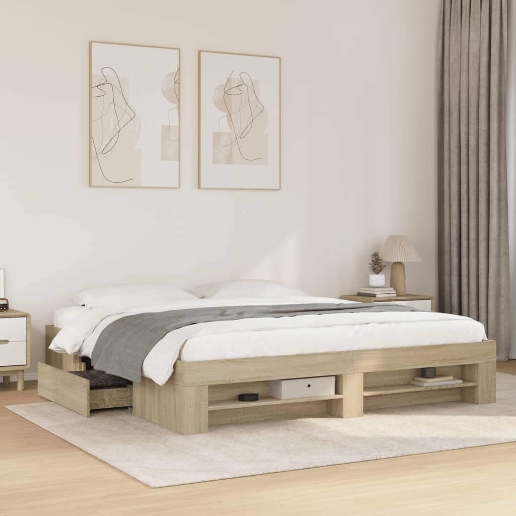vidaXL Rama łóżka bez materaca Sonoma Oak 180x200cm Drewno klejone
