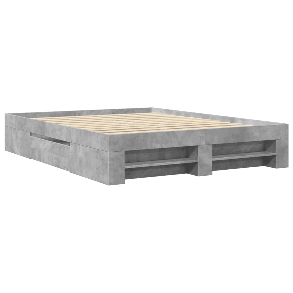 vidaXL Rama łóżka bez materaca Betonowa szarość 160x200cm