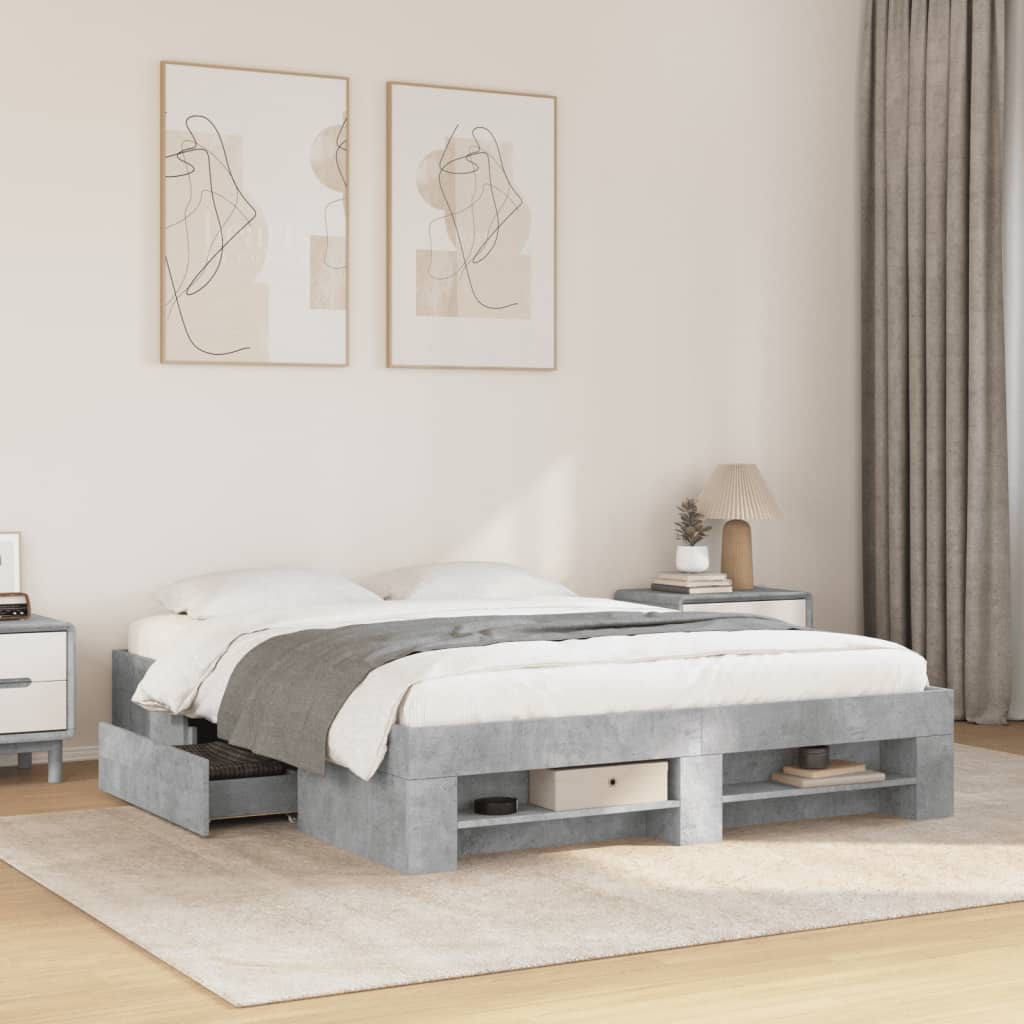 vidaXL Rama łóżka bez materaca Betonowa szarość 160x200cm