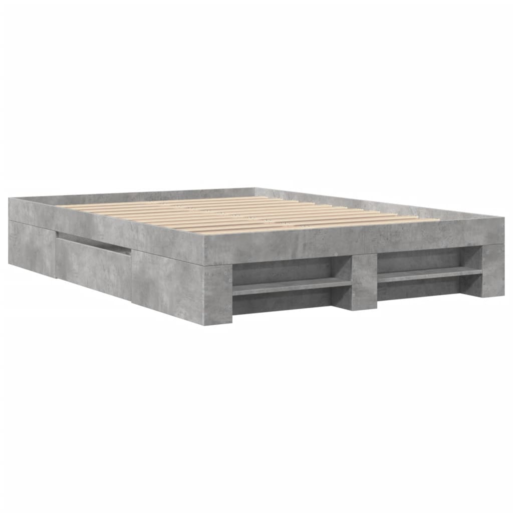 vidaXL Rama łóżka, szarość betonu, 120x200 cm, materiał drewnopochodny