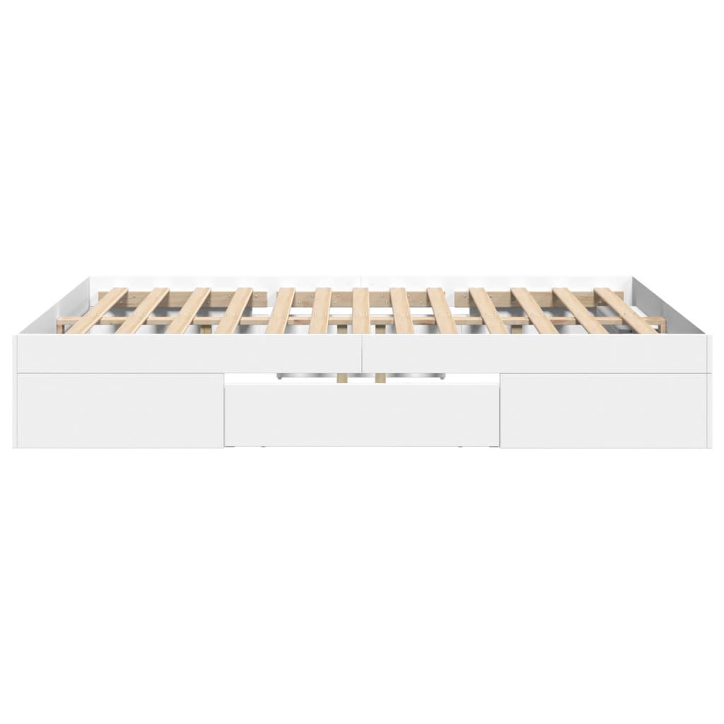 vidaXL Rama łóżka, biała, 135x190 cm, materiał drewnopochodny