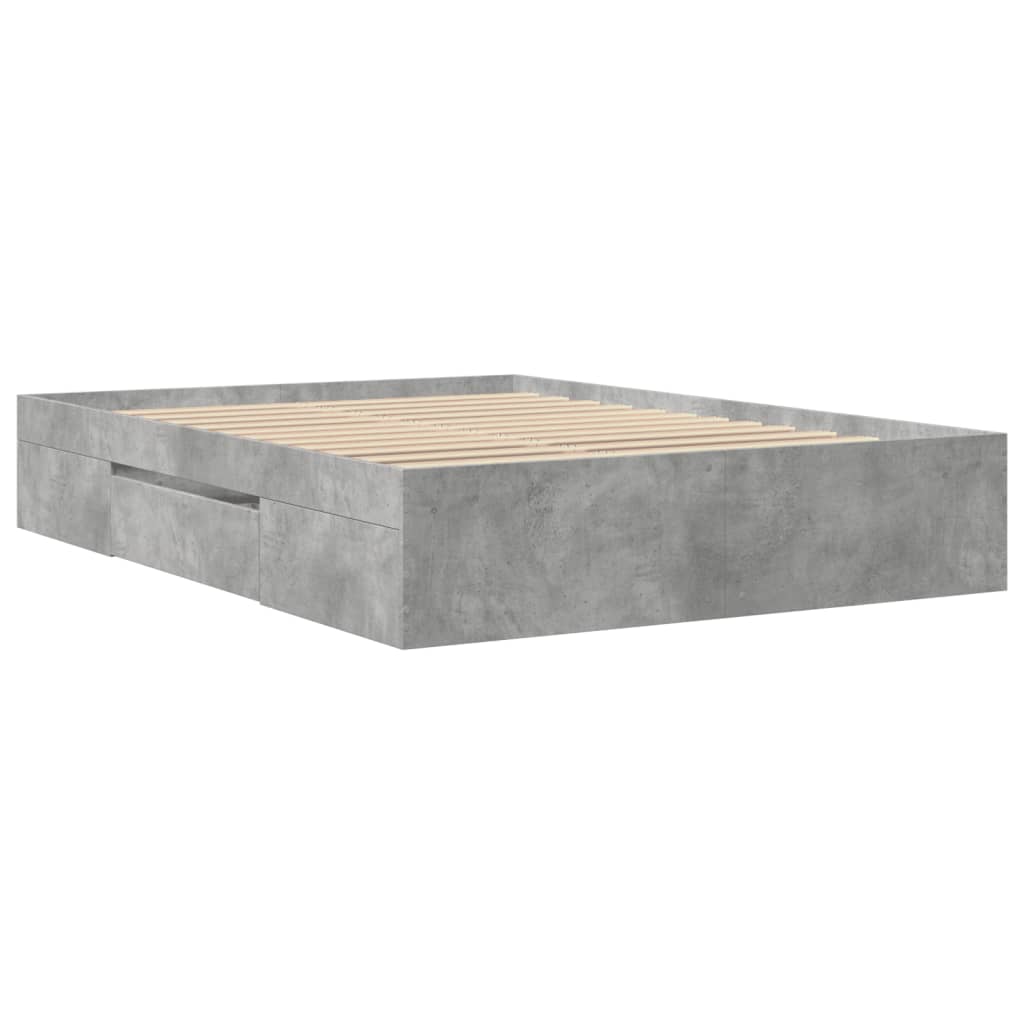 vidaXL Rama łóżka, szarość betonu, 135x190 cm, materiał drewnopochodny
