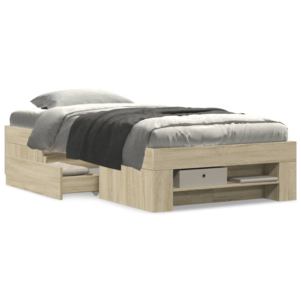 vidaXL Łóżko bez materaca, dąb sonoma, 90x190 cm
