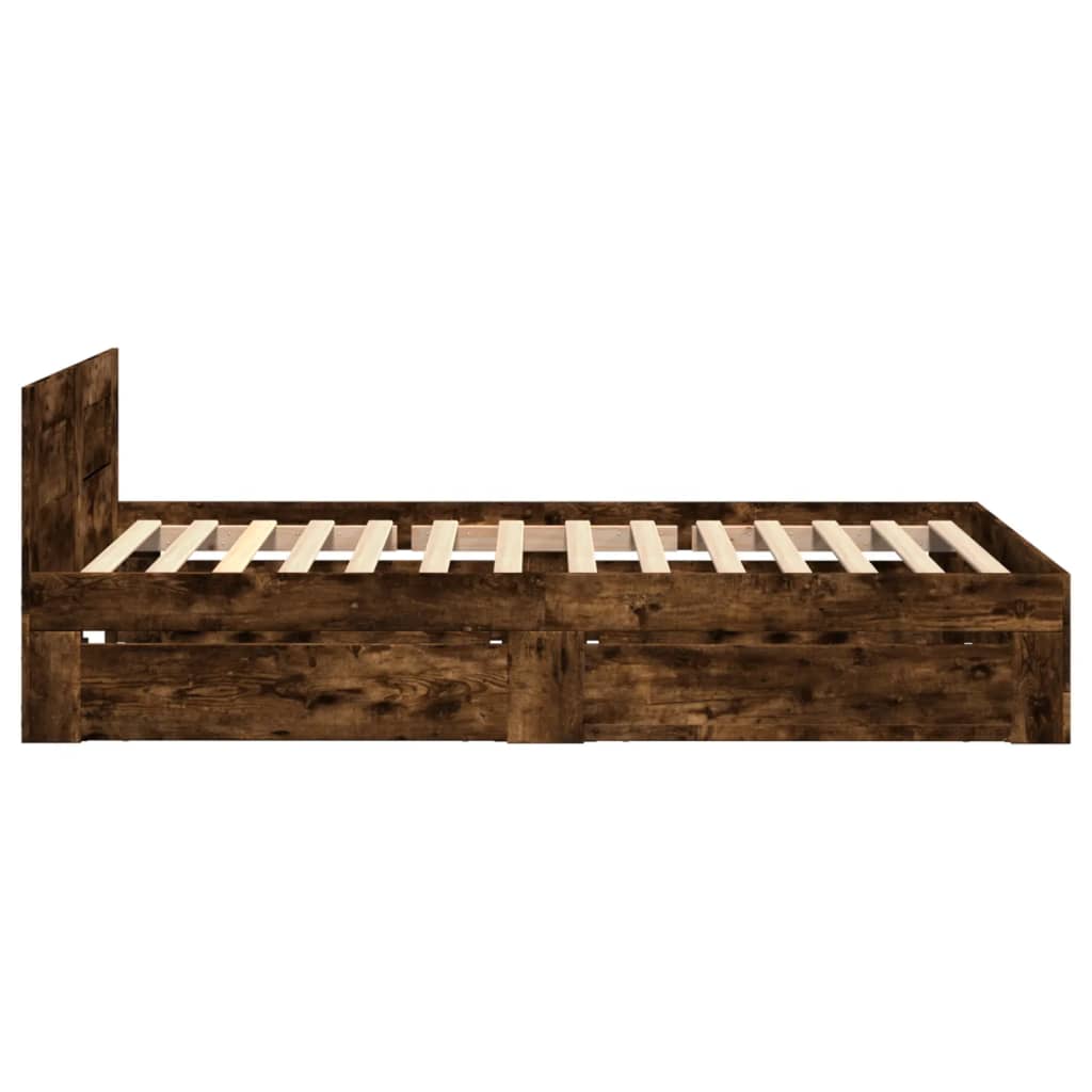 vidaXL Rama łóżka z wezgłowiem, przydymiony dąb, 100x200 cm