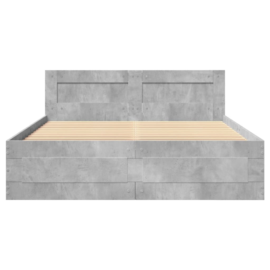 vidaXL Rama łóżka z wezgłowiem, szarość betonu, 120x190 cm