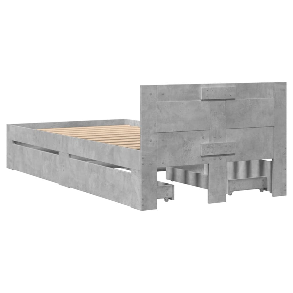 vidaXL Rama łóżka z wezgłowiem, szarość betonu, 75x190 cm