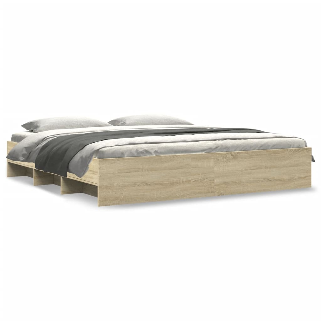vidaXL Rama łóżka bez materaca Dąb Sonoma 200x200 cm Drewno klejone