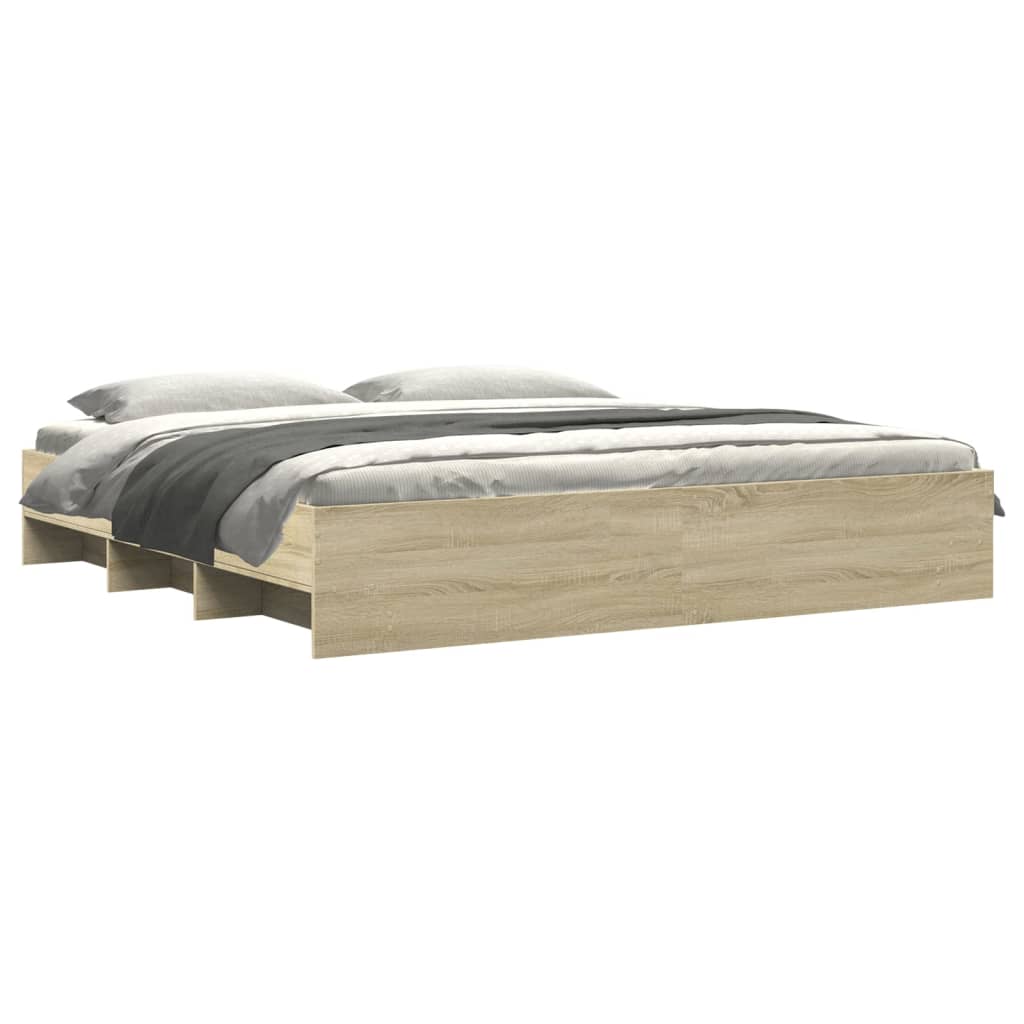 vidaXL Rama łóżka bez materaca Dąb Sonoma 200x200 cm Drewno klejone