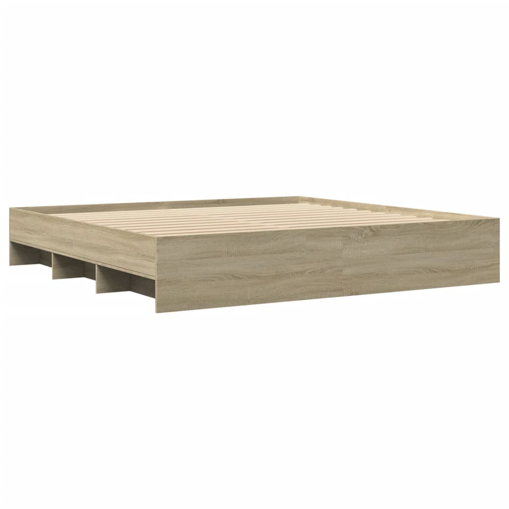 vidaXL Rama łóżka bez materaca Dąb Sonoma 200x200 cm Drewno klejone