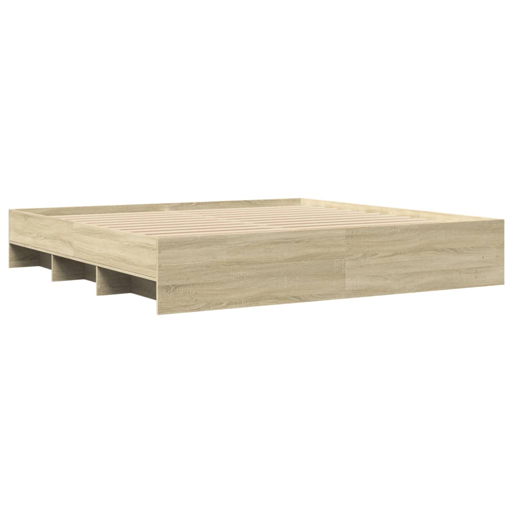 vidaXL Rama łóżka bez materaca Dąb Sonoma 200x200 cm Drewno klejone