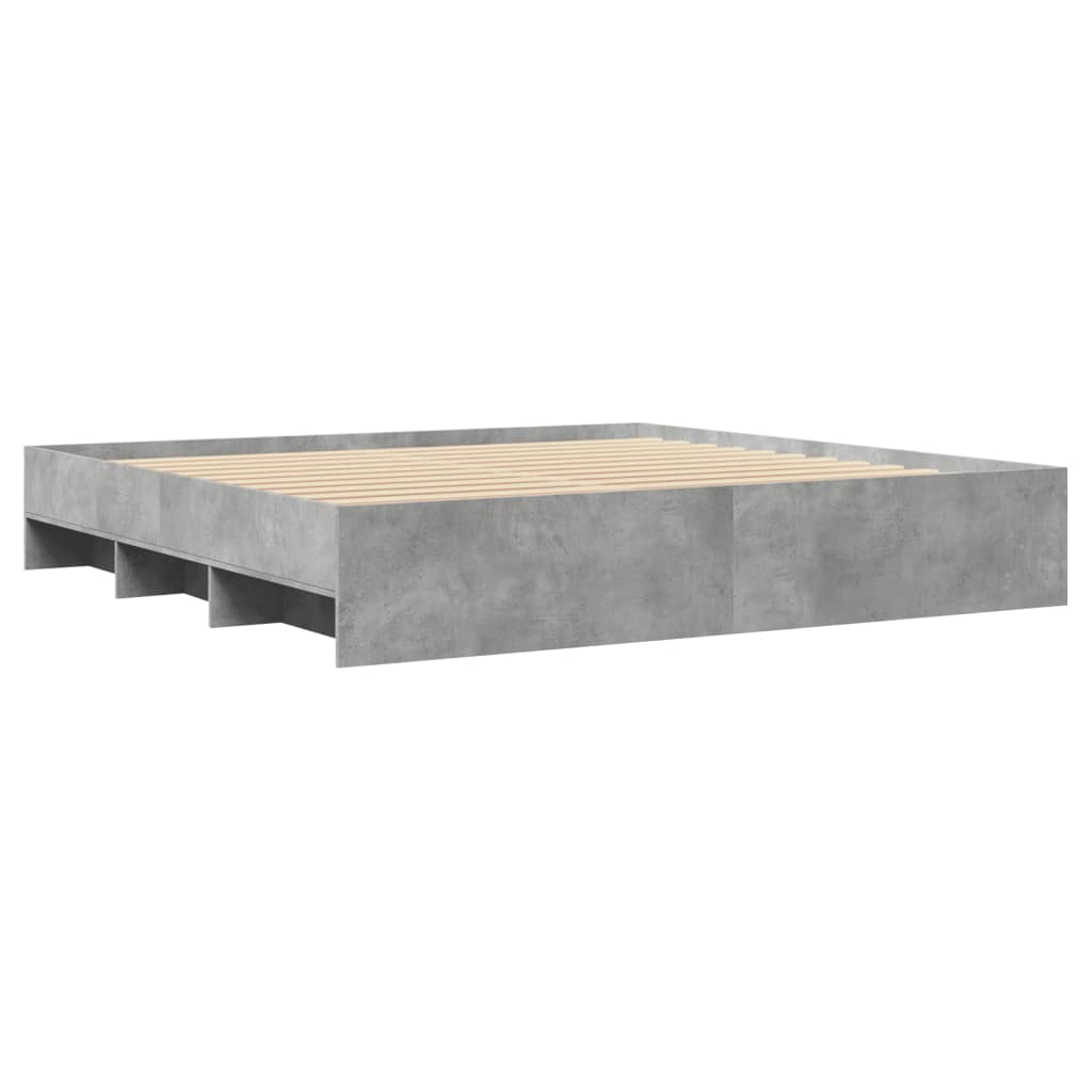 vidaXL Rama łóżka, szarość betonu, 200x200 cm, materiał drewnopochodny