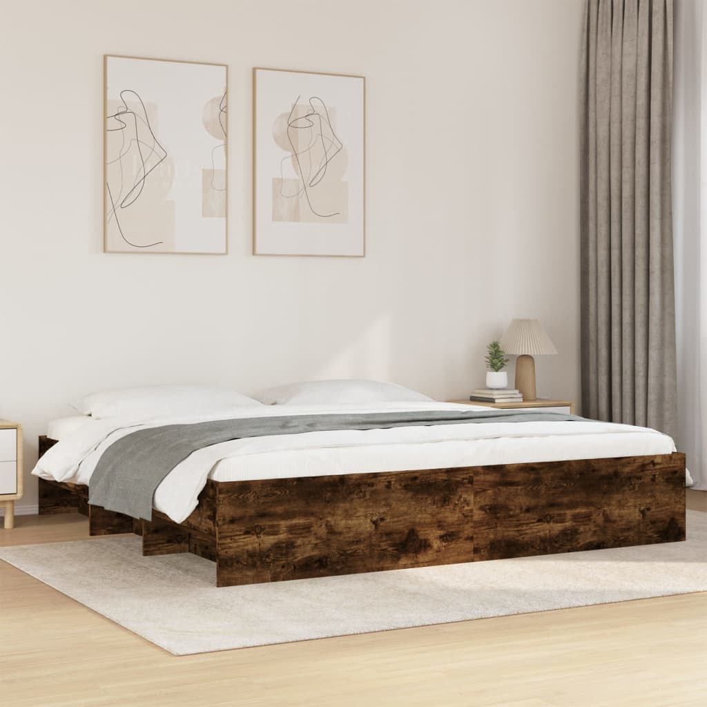 vidaXL Rama łóżka bez materaca dąb wędzony 200x200 cm drewno klejone