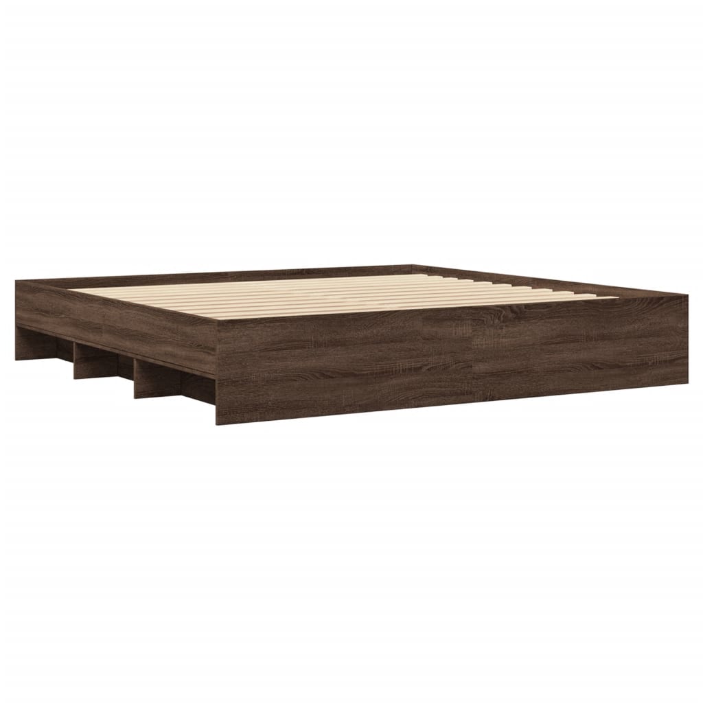 vidaXL Rama łóżka bez materaca Brązowy dąb 200x200 cm Drewno klejone